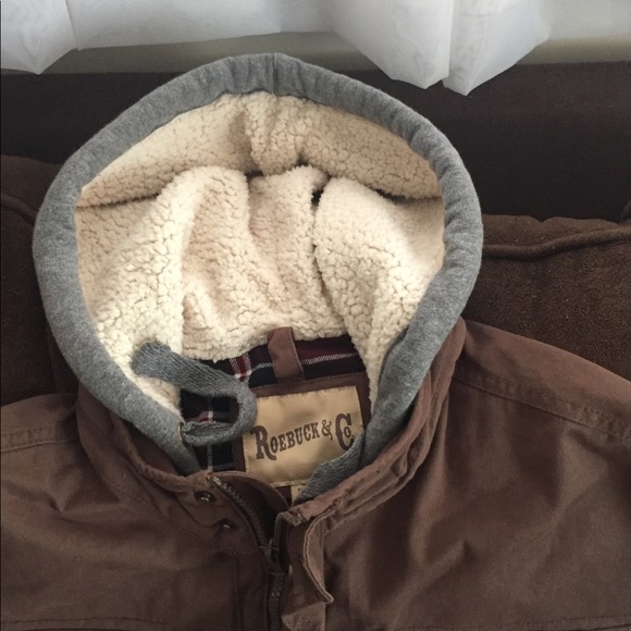 NWT Men’s Brown Barn Jacket with Fur Lined Hood - Picture 2 of 2